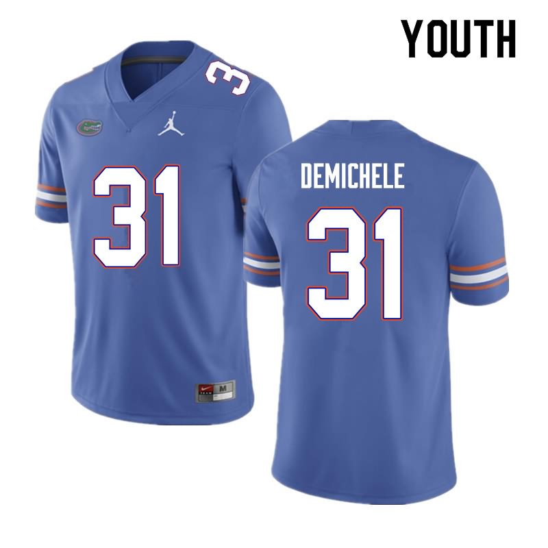 NCAA Florida Gators Chase DeMichele Youth #31 Nike Blue Stitched Authentic College Football Jersey USL4764FK